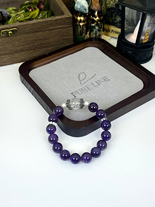 Amethyst Multi-Gem Bracelet: Rich amethyst combined with pearls and white crystals