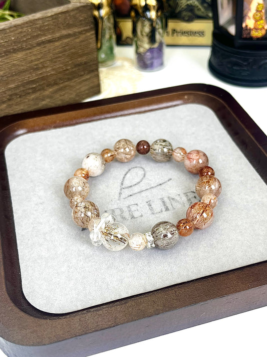 Natural Hair Crystal Multi-Gem Bracelet: Mixed Hair Crystals, Unique Texture