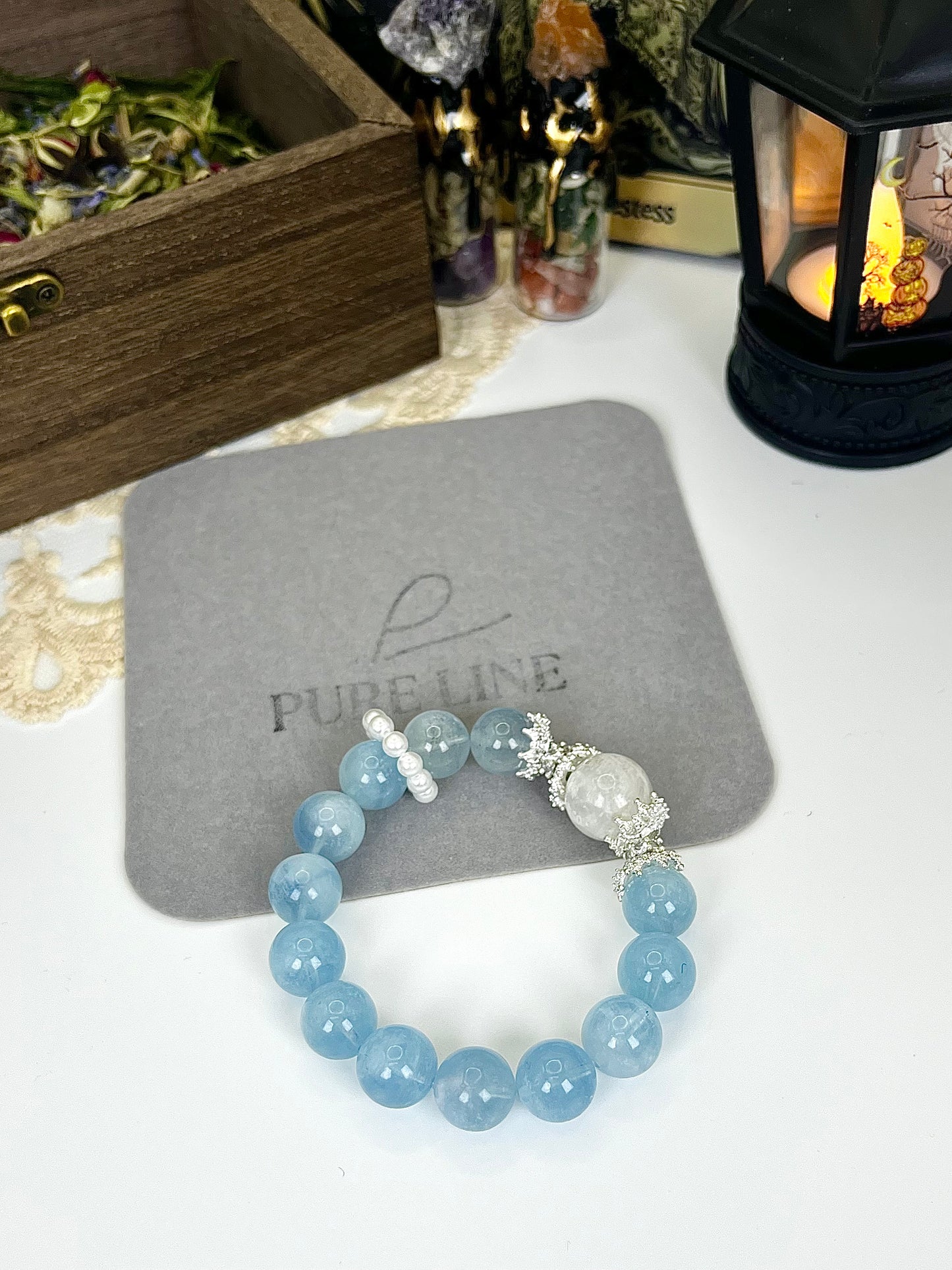 Aquamarine Crystal Bracelet，Immersive crystal bracelet making - healing, crystals, energy stones