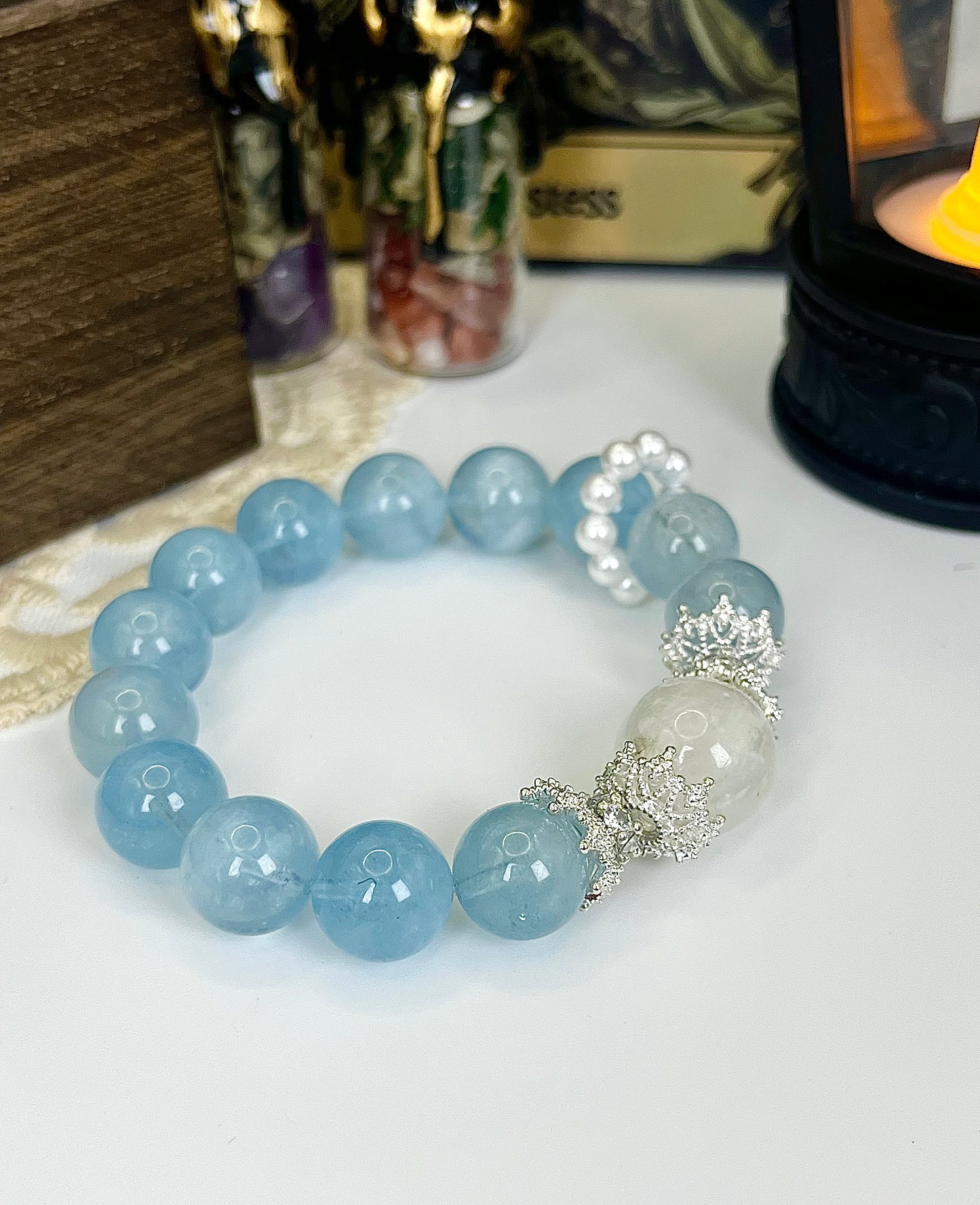 Aquamarine Crystal Bracelet，Immersive crystal bracelet making - healing, crystals, energy stones