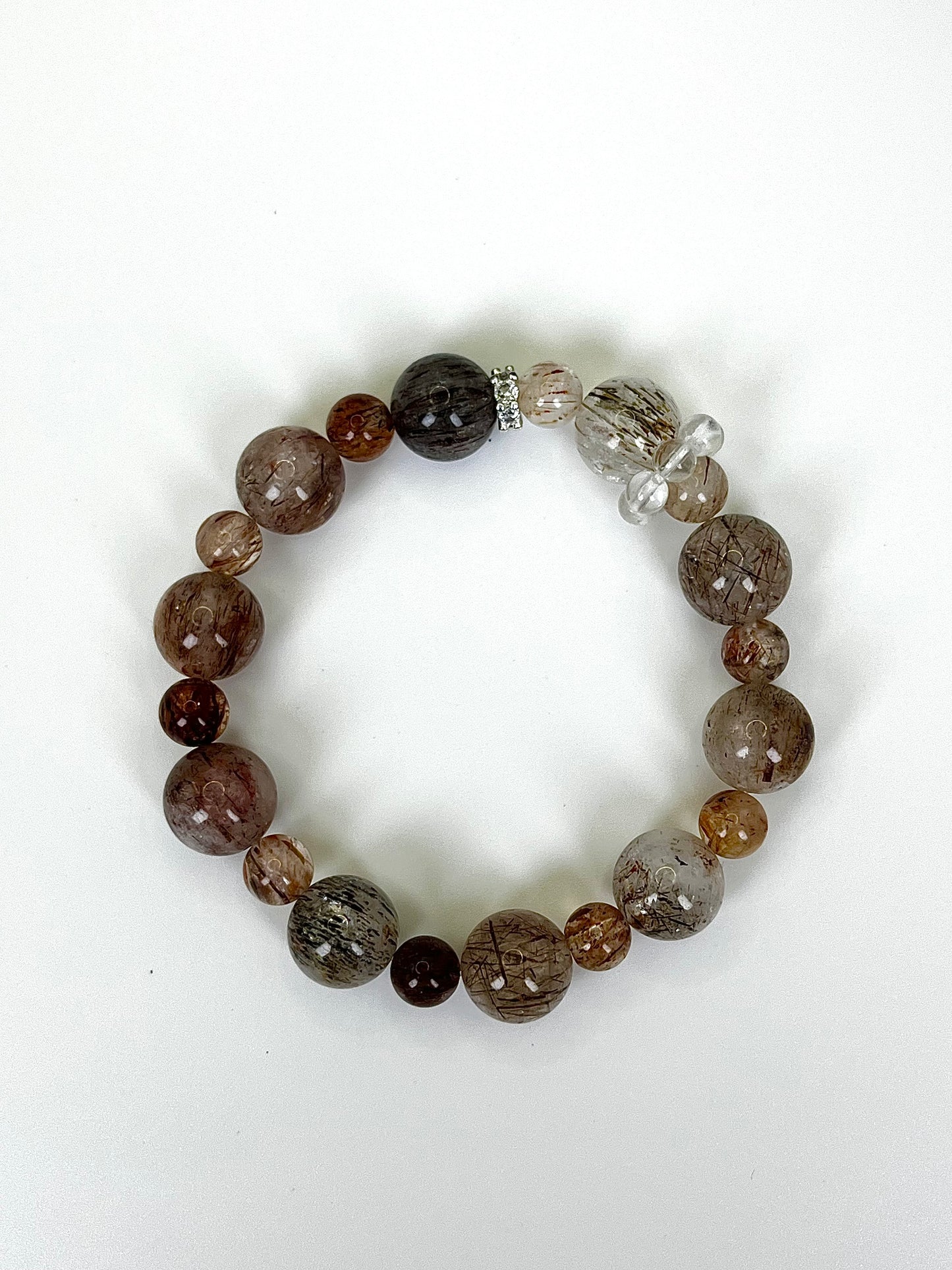 Natural Hair Crystal Multi-Gem Bracelet: Mixed Hair Crystals, Unique Texture