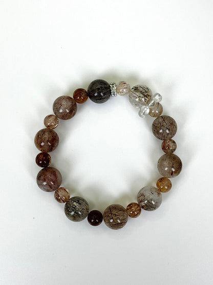 Natural Hair Crystal Multi-Gem Bracelet: Mixed Hair Crystals, Unique Texture