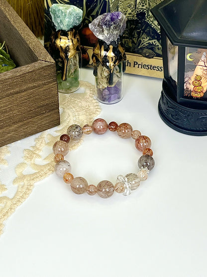 Natural Hair Crystal Multi-Gem Bracelet: Mixed Hair Crystals, Unique Texture