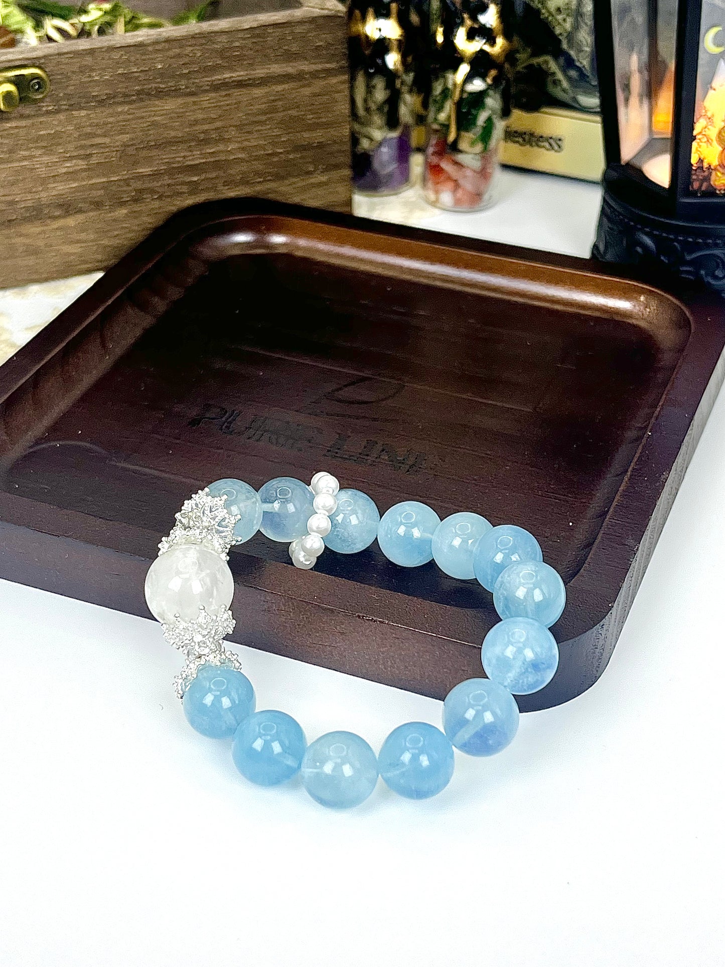 Aquamarine Crystal Bracelet，Immersive crystal bracelet making - healing, crystals, energy stones