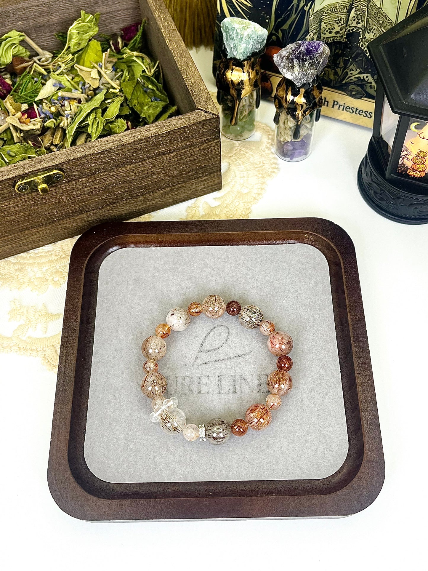 Natural Hair Crystal Multi-Gem Bracelet: Mixed Hair Crystals, Unique Texture