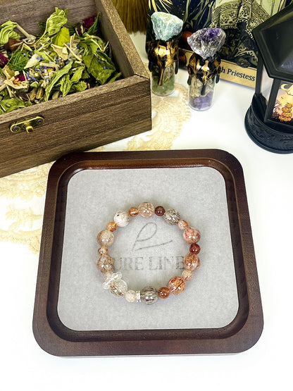 Natural Hair Crystal Multi-Gem Bracelet: Mixed Hair Crystals, Unique Texture