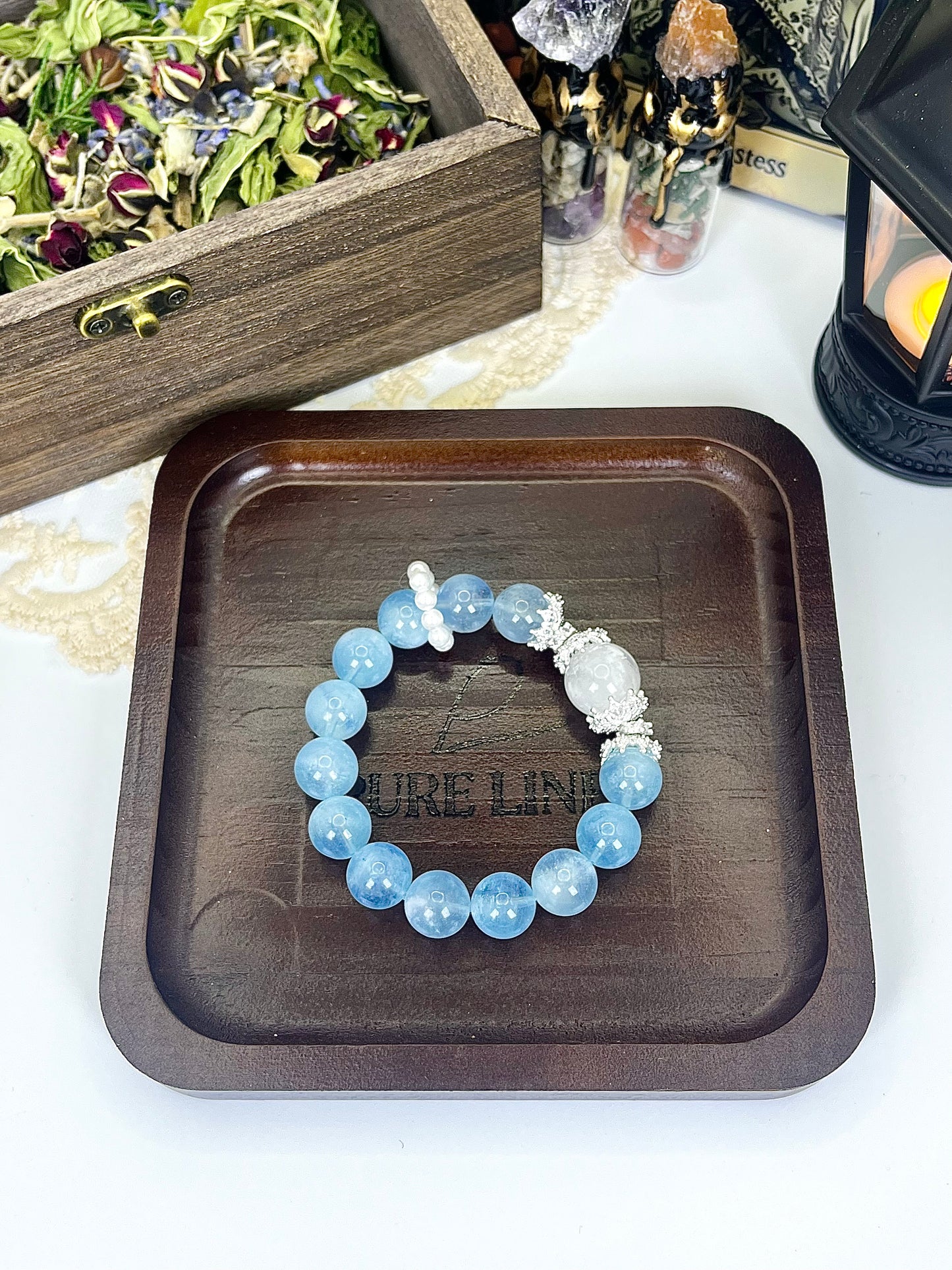 Aquamarine Crystal Bracelet，Immersive crystal bracelet making - healing, crystals, energy stones