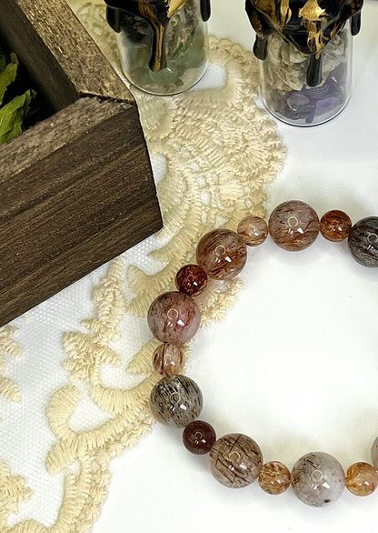 Natural Hair Crystal Multi-Gem Bracelet: Mixed Hair Crystals, Unique Texture