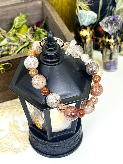 Natural Hair Crystal Multi-Gem Bracelet: Mixed Hair Crystals, Unique Texture