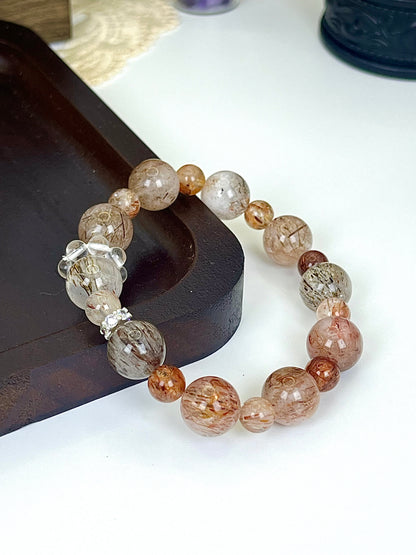 Natural Hair Crystal Multi-Gem Bracelet: Mixed Hair Crystals, Unique Texture