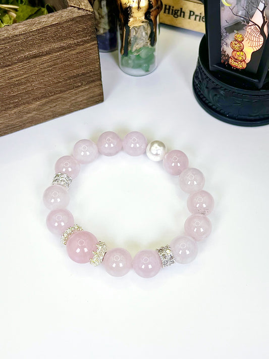 Sweet Pink Crystal Bracelet: Round pink crystals adorned with delicate silver accents