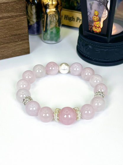 Sweet Pink Crystal Bracelet: Round pink crystals adorned with delicate silver accents