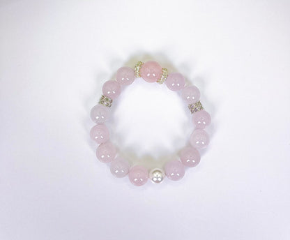 Sweet Pink Crystal Bracelet: Round pink crystals adorned with delicate silver accents